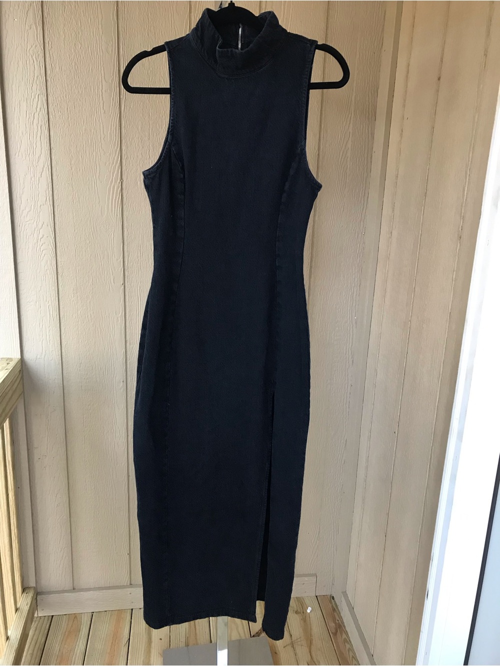 Zara Sleeveless Mock Neck Maxi Dress in Navy